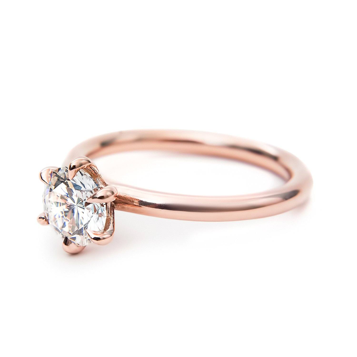 Diamond Foundry solitaire rose gold 6 prong traditional inspired setting