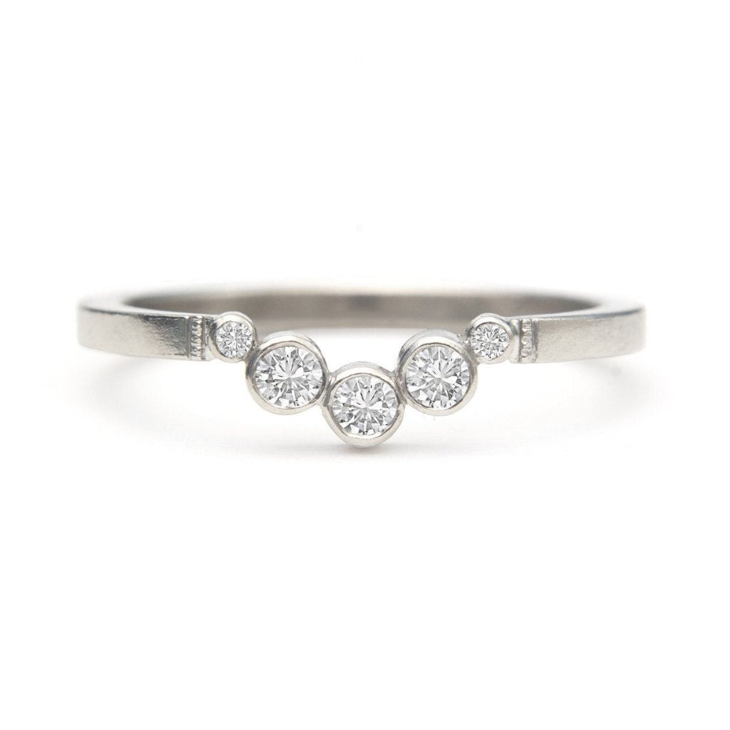 Halfmoon 14k white diamond huggie hugger band thin delicate ring 