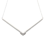 Unique white gold necklace with wide V bar