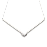 Unique white gold necklace with wide V bar