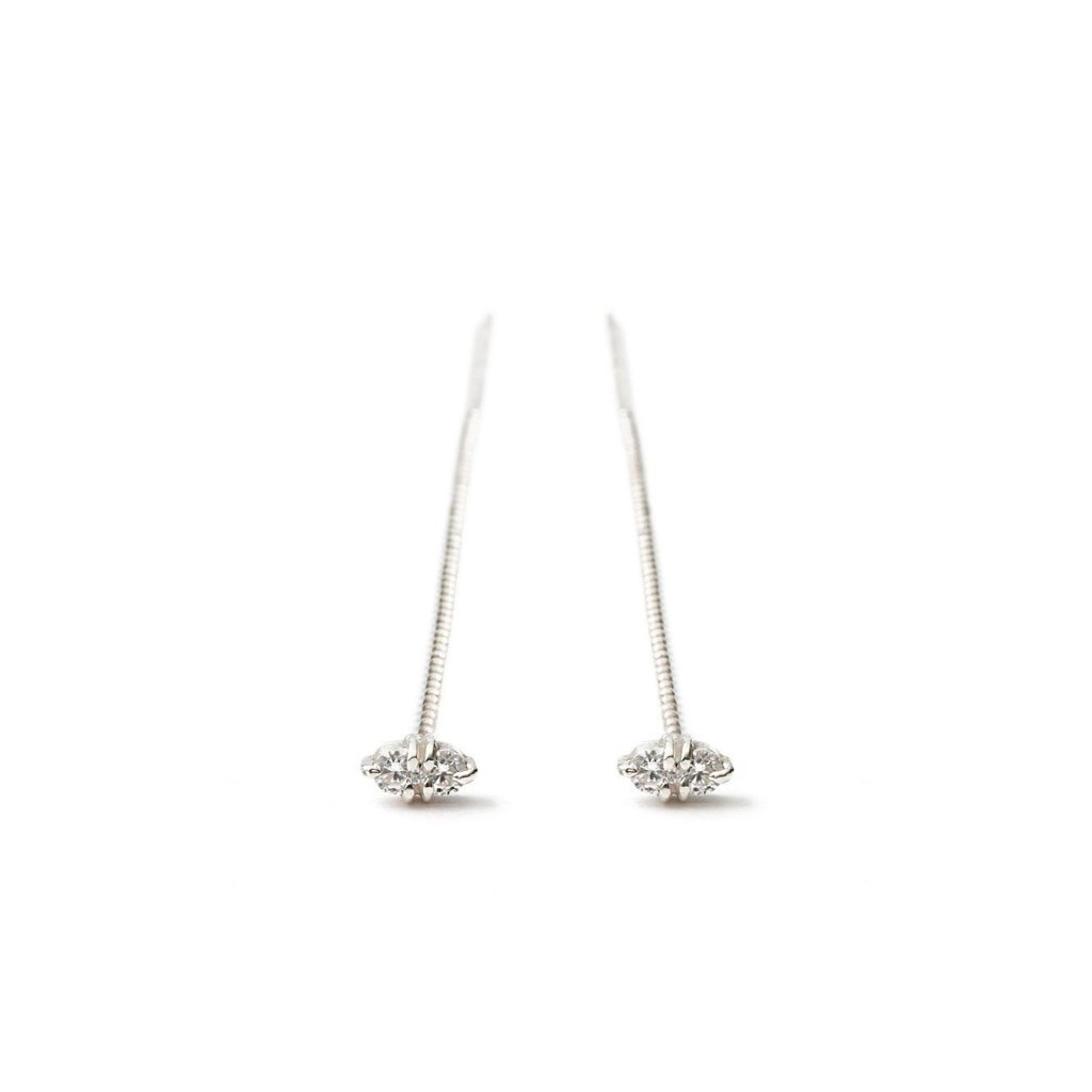 Chain earrings in 14k white gold with diamonds 