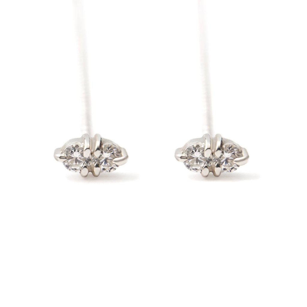 White gold chain earrings with diamonds 