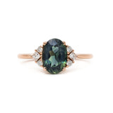 Twyla Ring | Blue Green Oval Sapphire 2.25 CT Engagement Ring