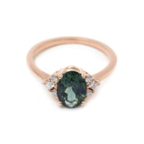 Twyla Ring | Blue Green Oval Sapphire 2.25 CT Engagement Ring