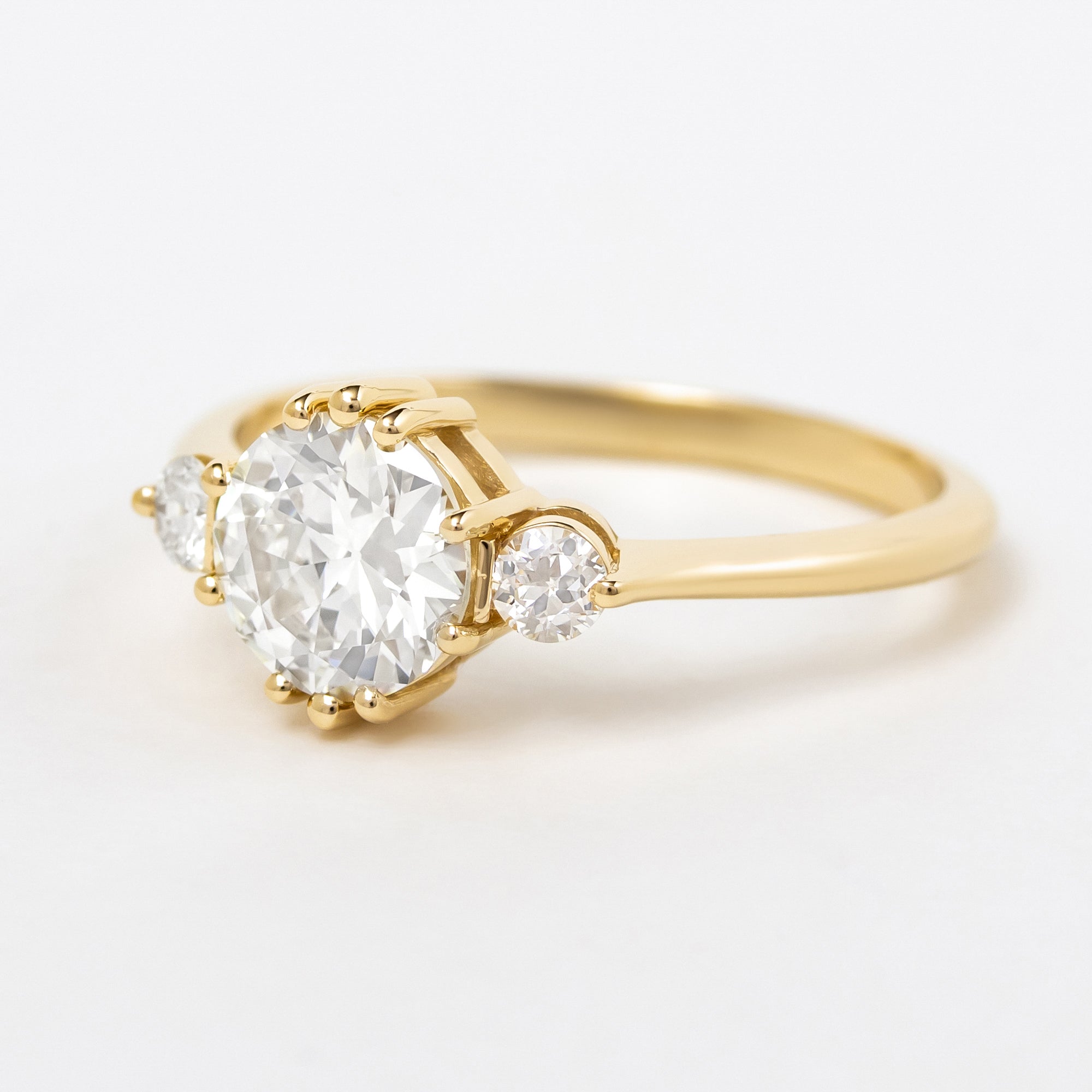 Zinnia Setting | Vintage Inspired 3 Stone Engagement Ring Setting
