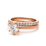 Solitaire claw prong + French pavé eternity band | Bridal set