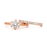 Solitaire claw prong + French pavé eternity band | Bridal set