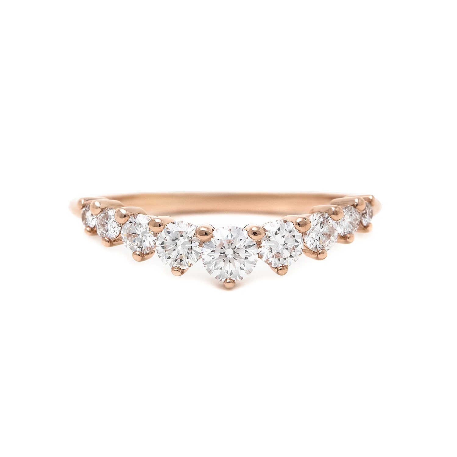 Pavé diamond curved contour wedding band 