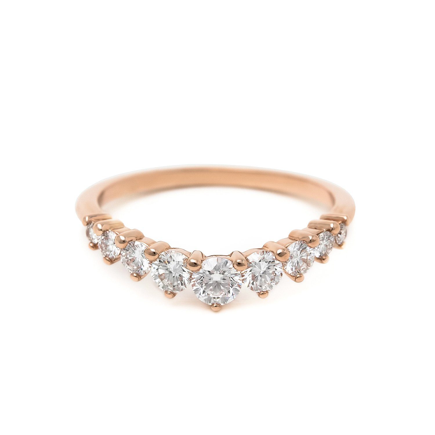 pavé curved diamond wedding contour band