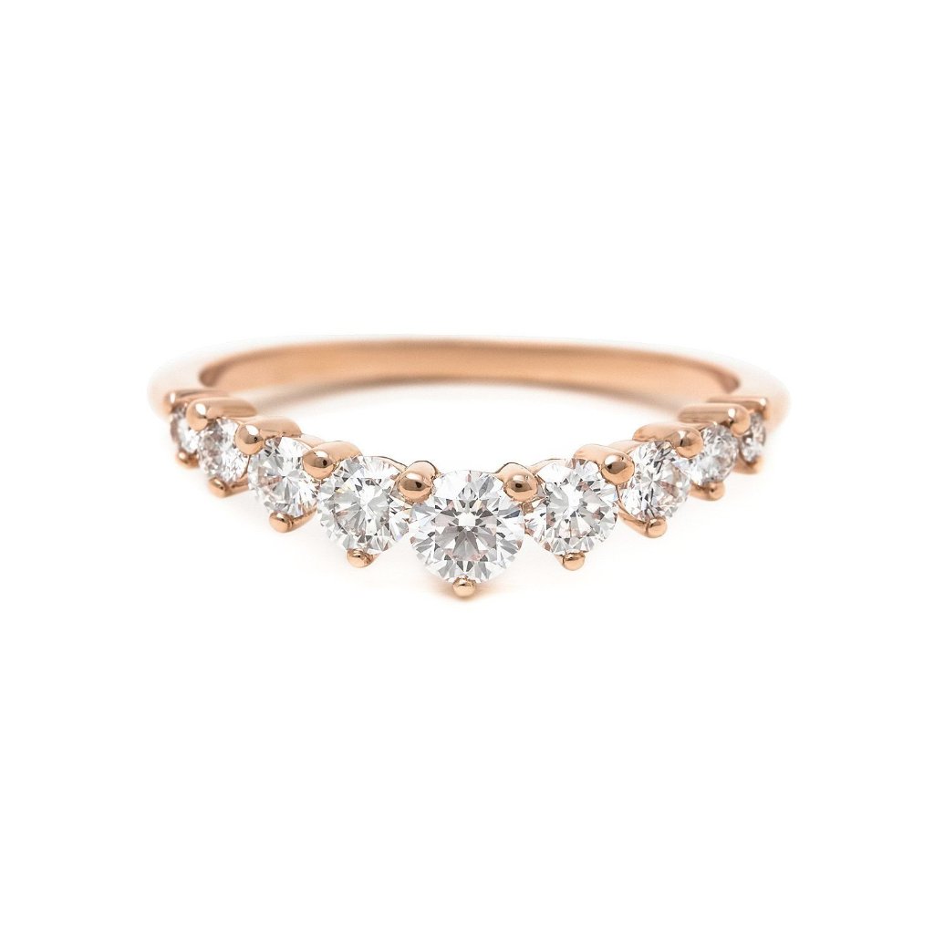 Diamond contour shared prong eternity wedding ring