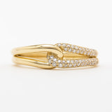 Goldie Ring | Looped Interlocking Gold Band Ring with Diamond Pavé