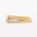 Goldie Ring | Looped Interlocking Gold Band Ring with Diamond Pavé
