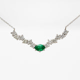 Heirloom Diamond and Emerald Cluster Necklace in Platinum 