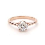 Old mine cut diamond solitaire lattice engagement ring