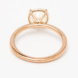 Side profile of rose gold large diamond solitaire ring