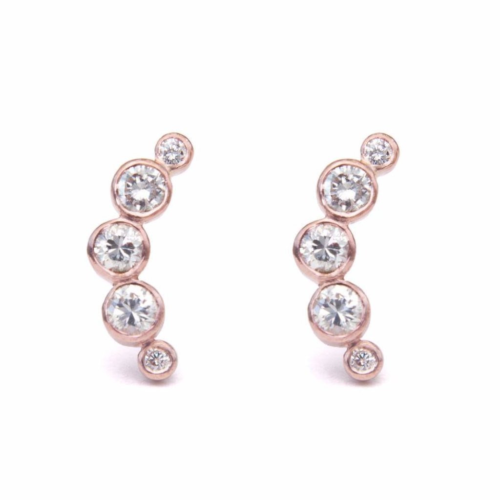 Lua Earrings | Half Moon Diamond Stud Earrings