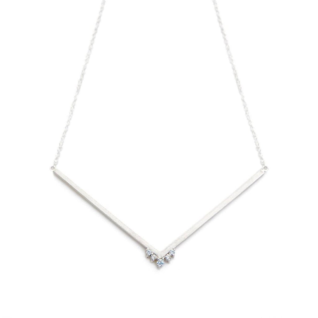 14k white gold V necklace diamond necklace design