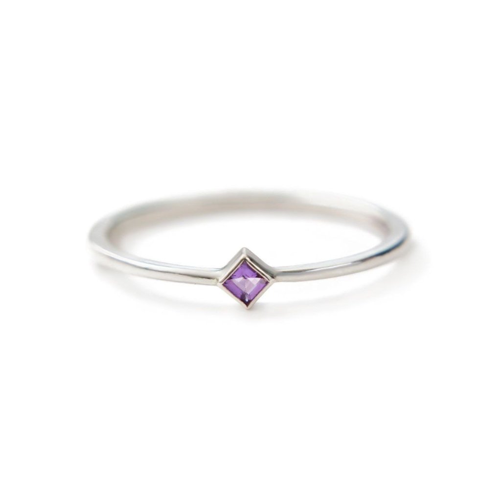 Princess cut diamond ring or pastel gemstone