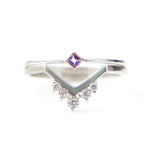 14k white gold diamond stacking ring and princess cut