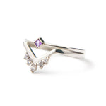 Princess cut diamond chevron ring in 14k white gold